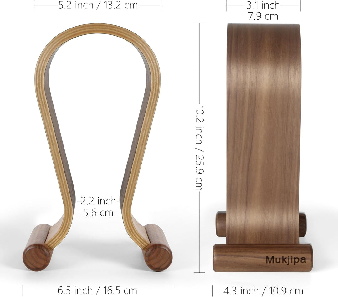 Mujipa Kopfhörerständer aus Holz, stilvoller Schreibtisch-Headset-Halter für Over-Ear-Kopfhörer, Hea
