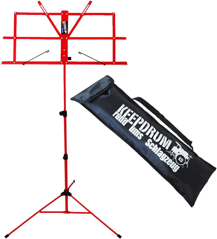 keepdrum MUS2 RD Notenstaender Rot Notenpult einfacher Aufbau kindgerecht + keepdrum Tragetasche