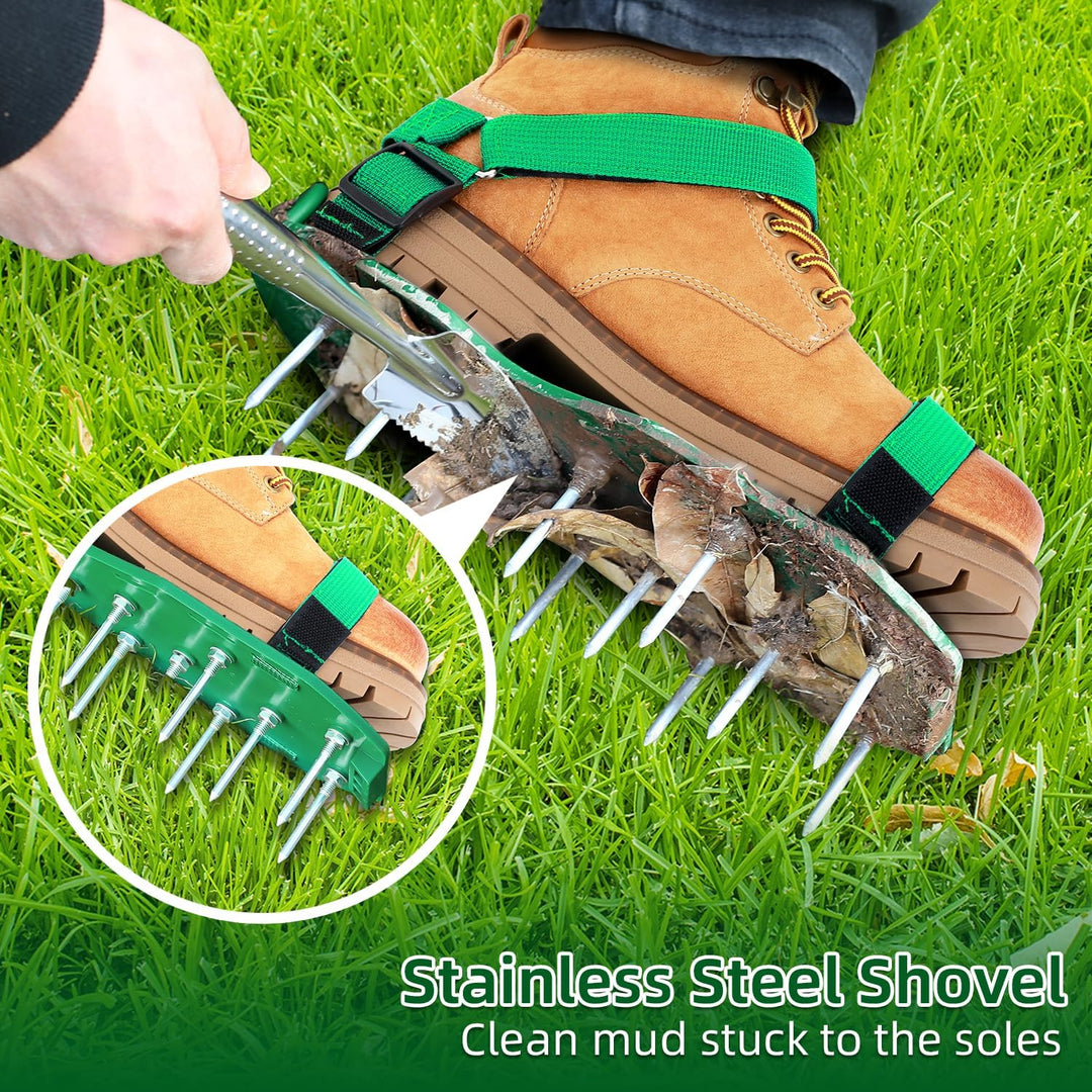 Ohuhu Rasenlüfter Schuhe Nagelschuhe mit Schaufel Kostenlose Installation, Rasenbelüfter Aerifiziere
