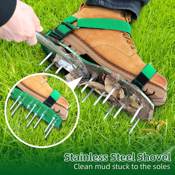 Ohuhu Rasenlüfter Schuhe Nagelschuhe mit Schaufel Kostenlose Installation, Rasenbelüfter Aerifiziere