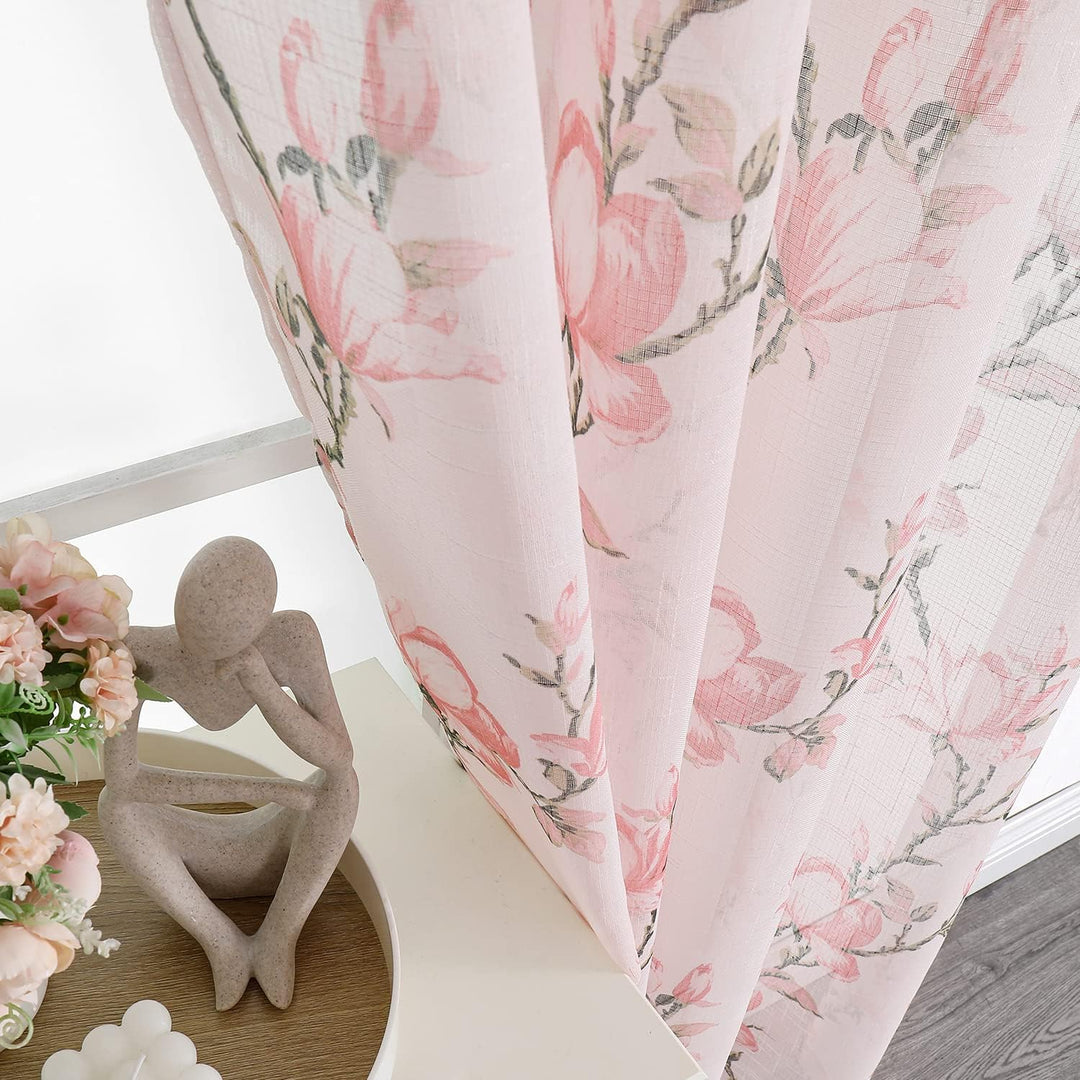 SMILE WEAVER Durchsichtige Vorhänge, 160 cm Länge, für Wohnzimmer, Blumenvorhänge, lichtfilternd, Vo