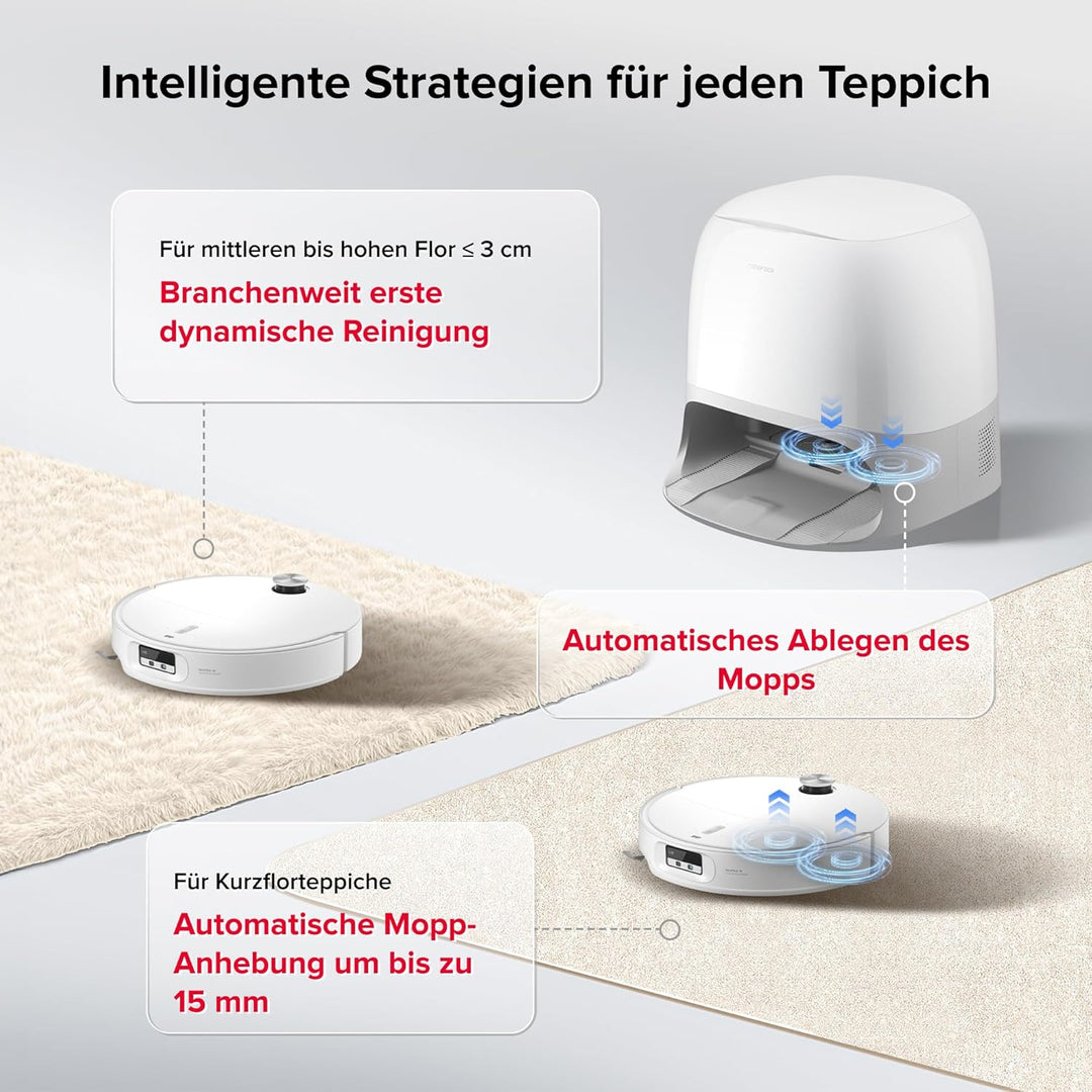 roborock Qrevo Curv 2 Pro Saugroboter mit Wischfunktion&Hebarem Wischmopp, 25.000 Pa HyperForce Saug