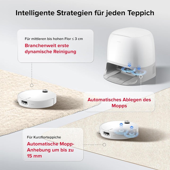 roborock Qrevo Curv 2 Pro Saugroboter mit Wischfunktion&Hebarem Wischmopp, 25.000 Pa HyperForce Saug