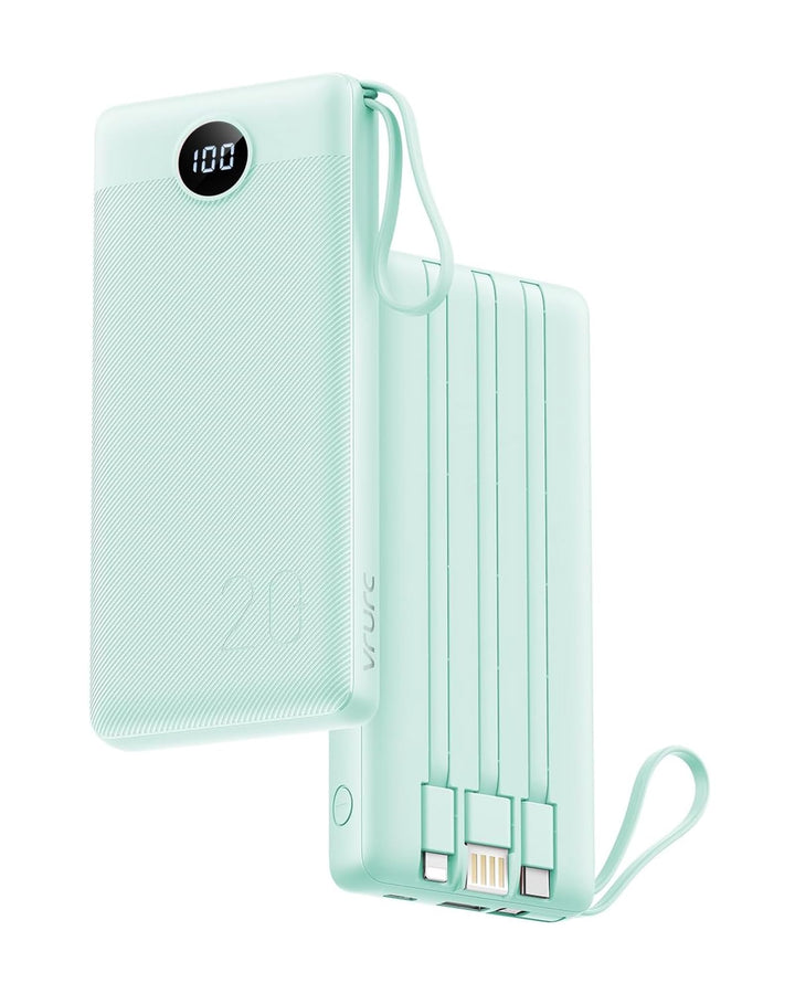 VRURC Powerbank, Power Bank 20000mAh mit Kabel USB C Schnelles Aufladen 22.5W Tragbares Ladegerät Fa
