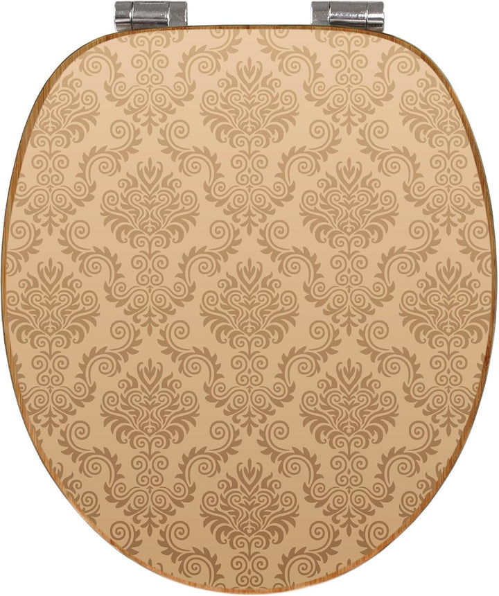 banjado® Design WC Sitz Bambus Absenkautomatik mit Motiv Geigetapete/Toilettendeckel mit Absenkautom