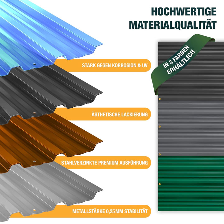 KESSER® 12x Profilblech Trapezblech 129cm x 45cm = 7 m² - Dachblech für Gerätehaus, Dachplatten Verz