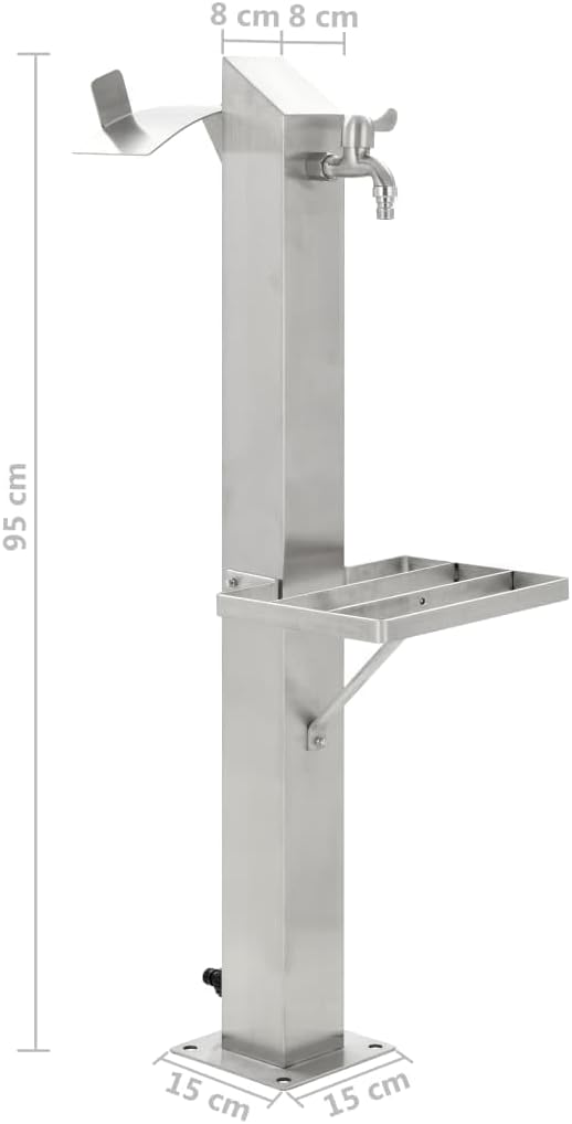 vidaXL Wassersäule Edelstahl 95 cm Wasserzapfstelle Wasserzapfsäule Brunnen