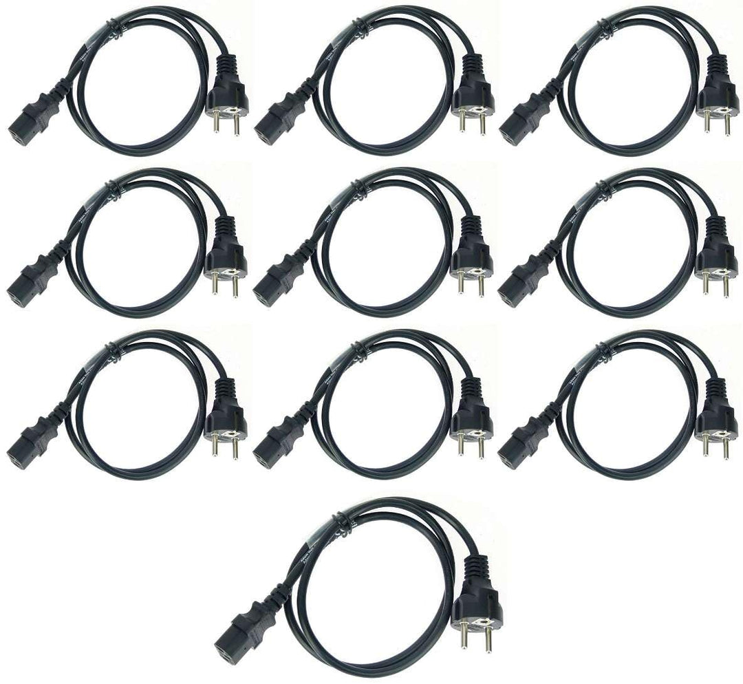 10 Stück Adam Hall 1 m Kaltgerätekabel Netzkabel schwarz 3 x 0,75 mm² CEE 7/7 - C13, K3PKD 0100 1 m