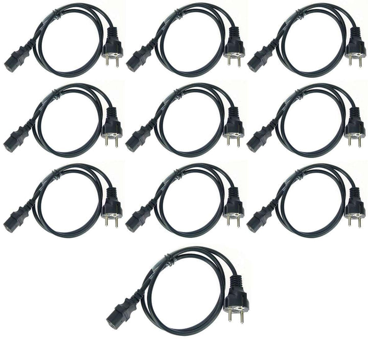 10 Stück Adam Hall 1 m Kaltgerätekabel Netzkabel schwarz 3 x 0,75 mm² CEE 7/7 - C13, K3PKD 0100 1 m