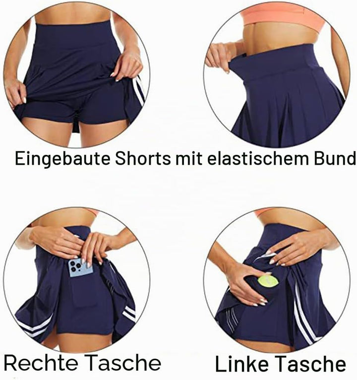 ThreeH Frauen hohe Taille plissiert Tennisrock Built-in Futter Shorts Mädchen Schule Uniformen Skate