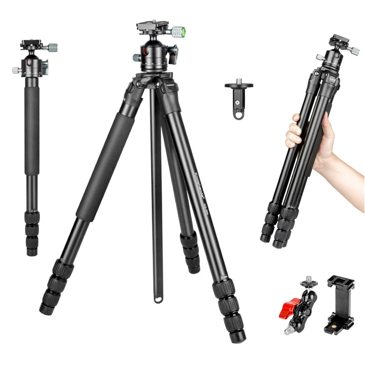 Koolehaoda Kamerastativ 158 cm / 1,36 kg, Kompaktes Leichtes Reisestativ, Einbeinstativ mit 36mm Low