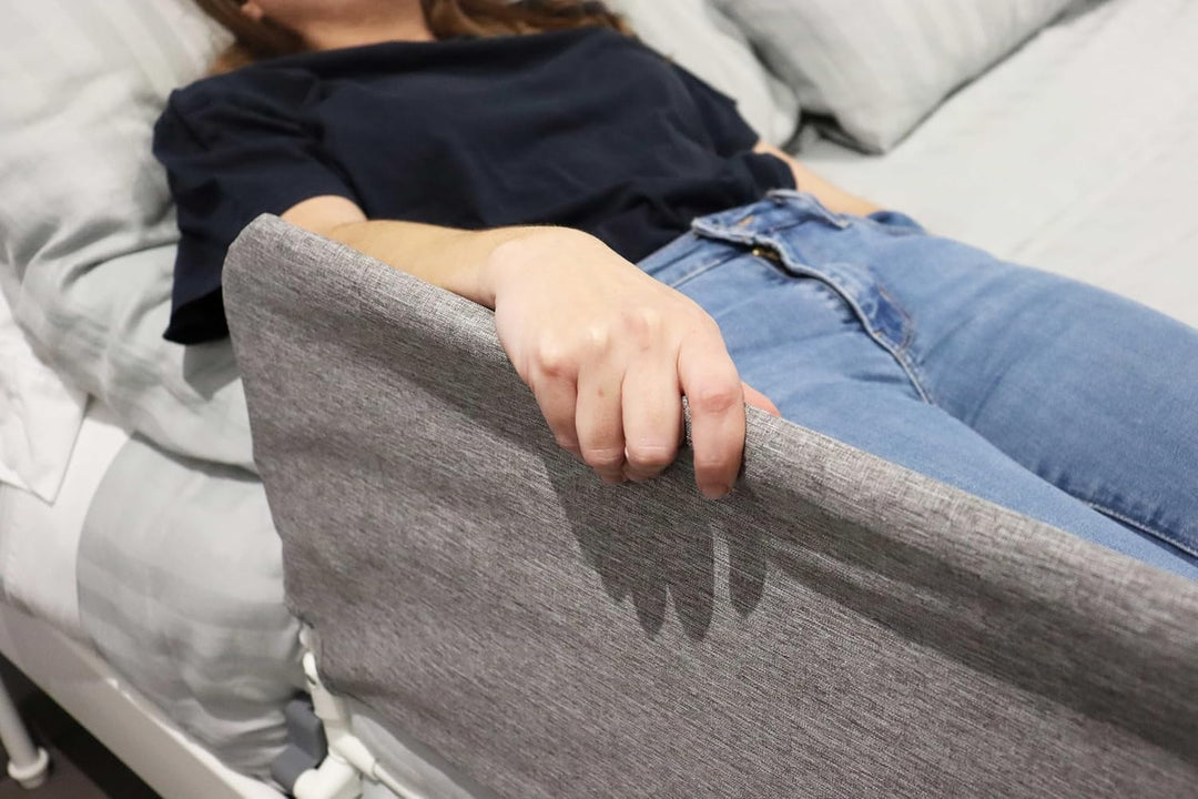 KMINA - Bettgitter Rausfallschutz Faltbar 90 bis 180 cm, Verstellbarer Aufstehhilfe Bett Senioren, K