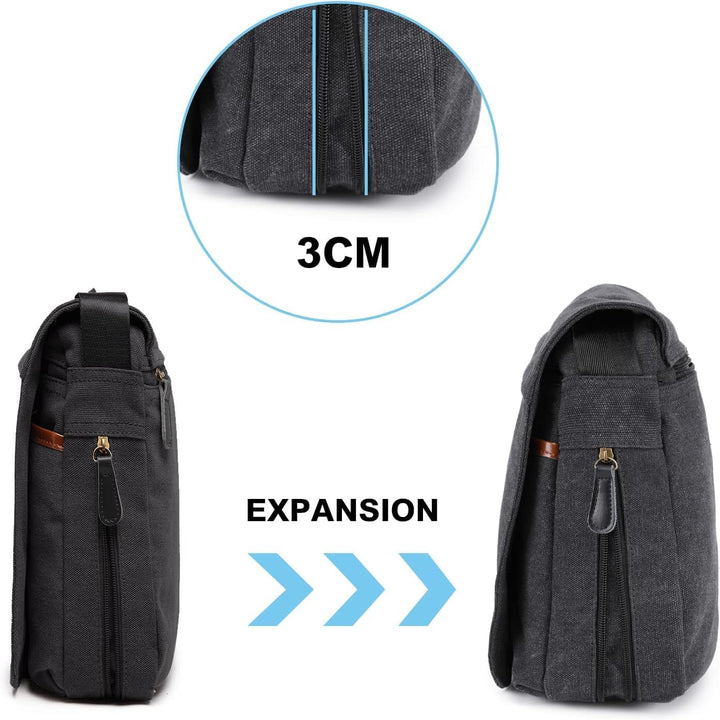 KONO Umhängetasche Leinwand Schultertasche Gross Messenger Bag 13 Zoll Segeltuch Tasche für Arbeit U