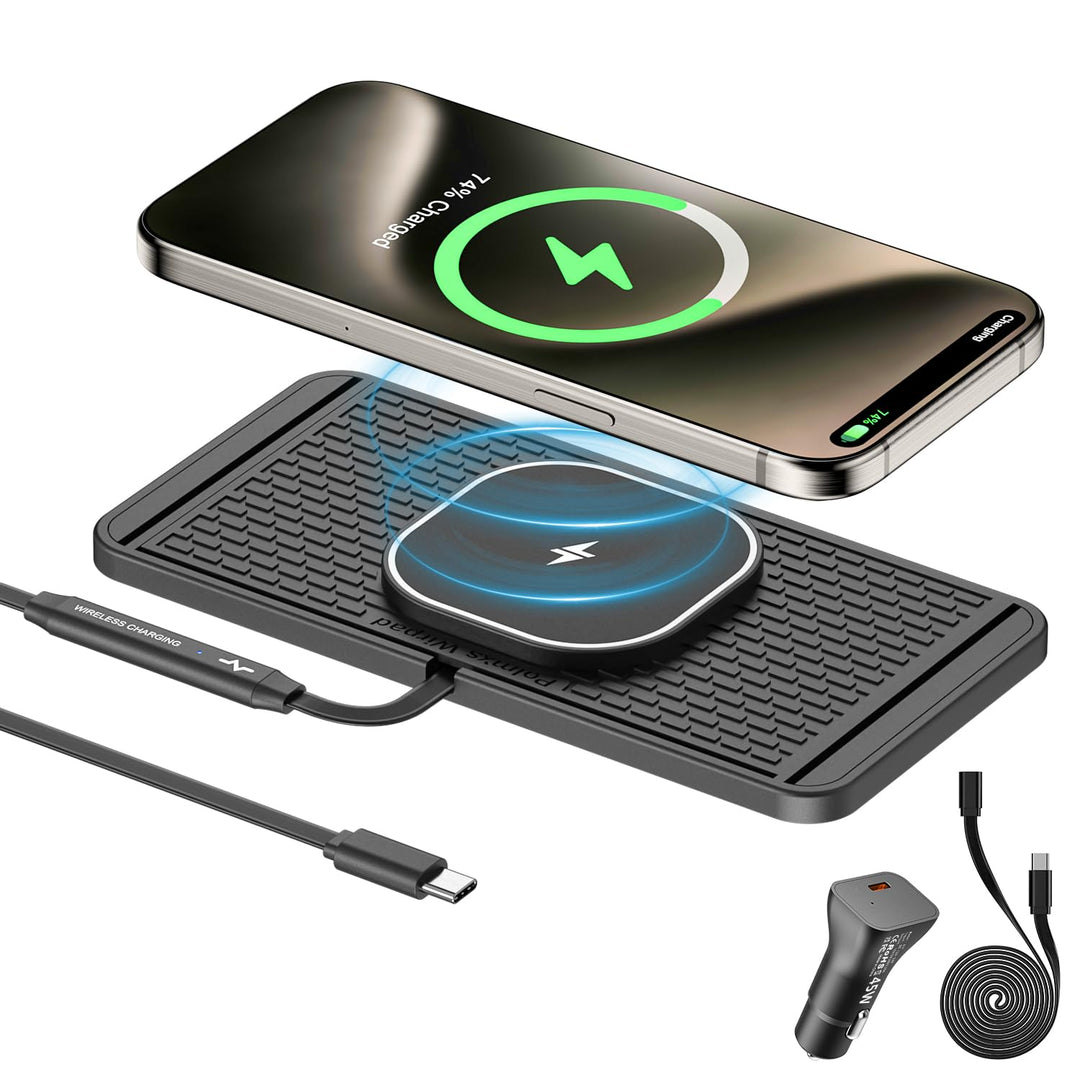 25W Magnetisches Wireless Ladegerät Auto, Polmxs MagSafe Auto Ladegerät mit 45W USB-C Autoladegerät,