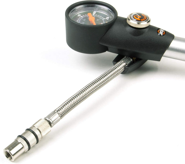 SKS GERMANY SAM Dämpferpumpe (Luftpumpe für AV-Ventile, Präzisionsmanometer, schwenkbarer Schlauchan
