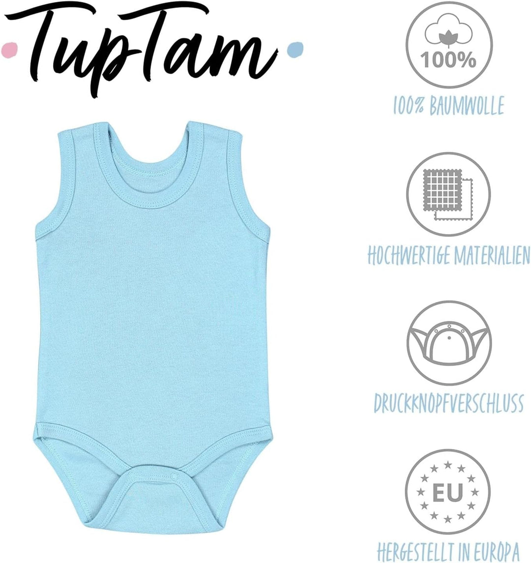 TupTam Baby Jungen Achselbody – Weicher Baby Body im 5er Pack aus Baumwolle, Body Baby Unifarben OEK