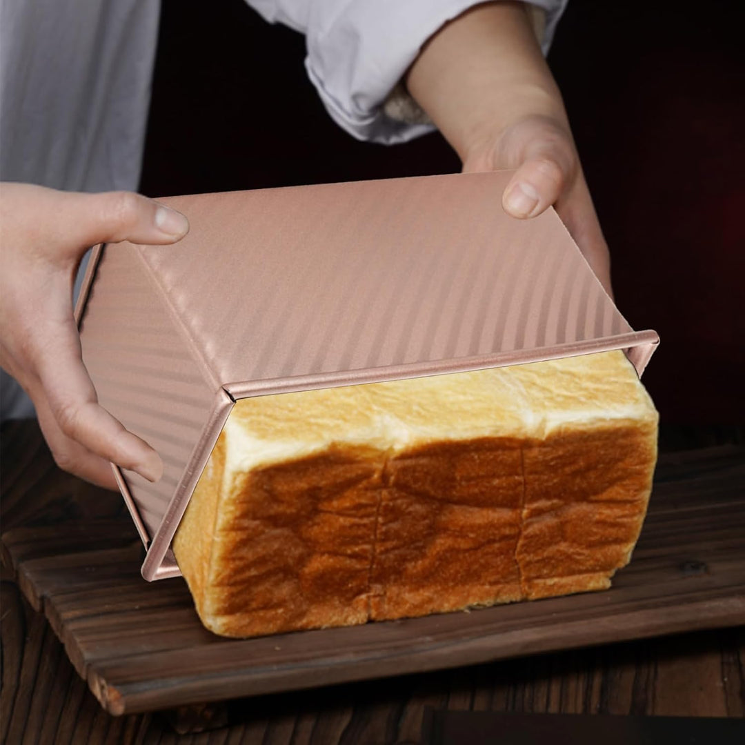 MUXHEL 2er-Set 450g Brotbackformen mit Deckel, 20 x 12 x 11cm Aluminium Toastbrot Backform, Antihaft
