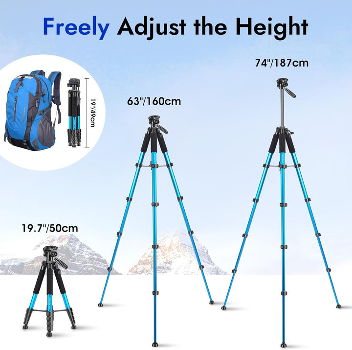 JOILCAN Kamera stativ, 187cm Aluminium Leichte Kamerastativ für Canon Nikon DSLR mit Abnehmbar 3-Weg
