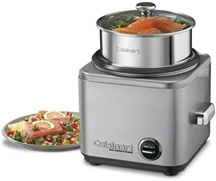 Cuisinart Reiskocher mit Aufsatz zum Dampfgaren für 12 Portionen, 1L Fassungsvermögen, CRC800E,