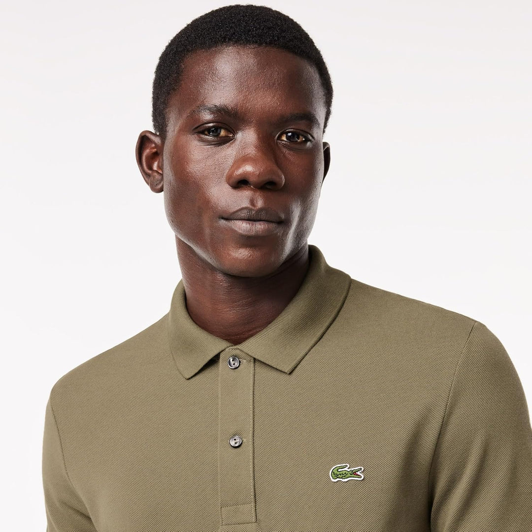 Lacoste Herren Polo-Shirt Kurzarm PH4012, Männer Polo-Hemd,2 Knopf,Slim Fit S Khaki, S Khaki