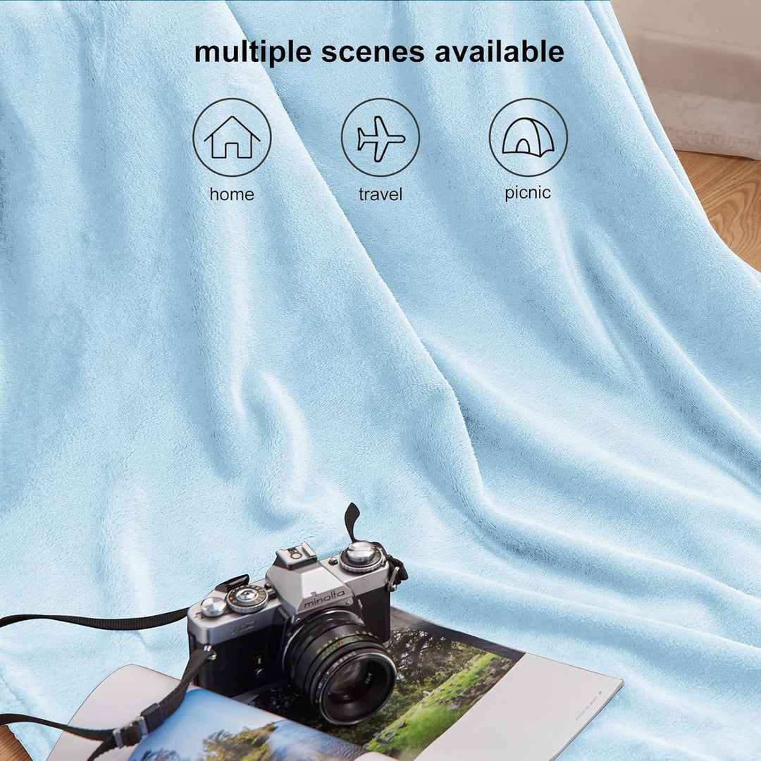 WAVVE Kuscheldecke Flauschig Decke Fleecedecke - Sofadecke Hellblau 220x240 cm Wohndecke Sommer Couc
