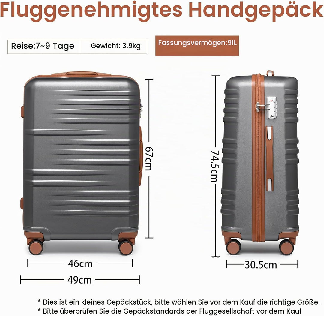 British Traveller Handgepäck Koffer Gross Reisekoffer Gross Hartschalenkoffer 74.5 * 49 * 30.5cm mit