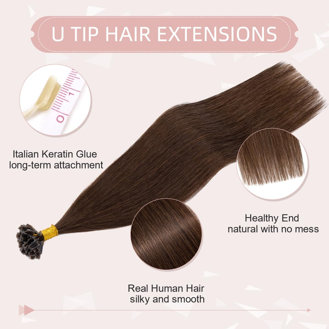 Extensions Echthaar Bondings Haarverlängerung Glatt Natürlich Weich Haarteil Keratin U Tip 1 Gramm/S