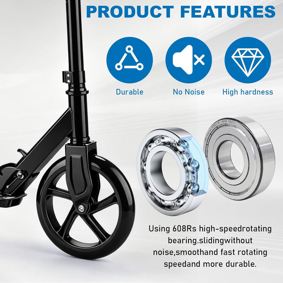 2 Stück 200mm Scooter Rollen, Scooter Ersatzräder mit ABEC-9 Lager Anti-Rutsch Roller Räder, Cityrol