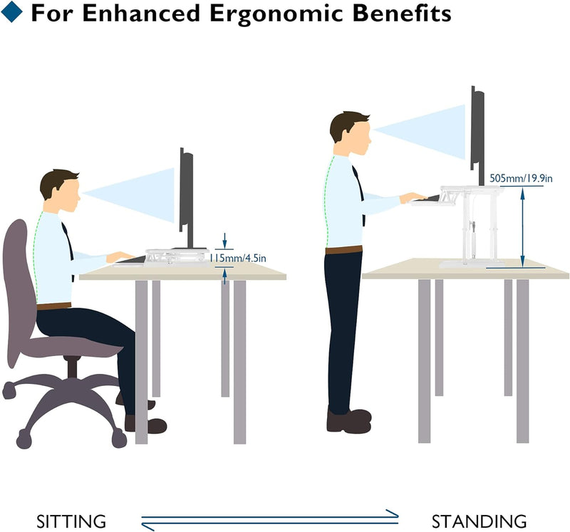 BONTEC Steh-Sitz Schreibtisch Steharbeitsplatz Stehpult Standtisch Ergonomische Höhenverstellbar für