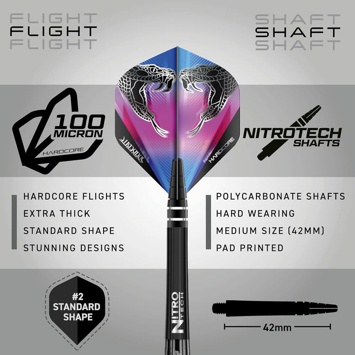 RED DRAGON Peter Wright Snakebite 3: 22g oder 26g Tungsten Darts mit Flights und Schäfte 22.0 Gramm,
