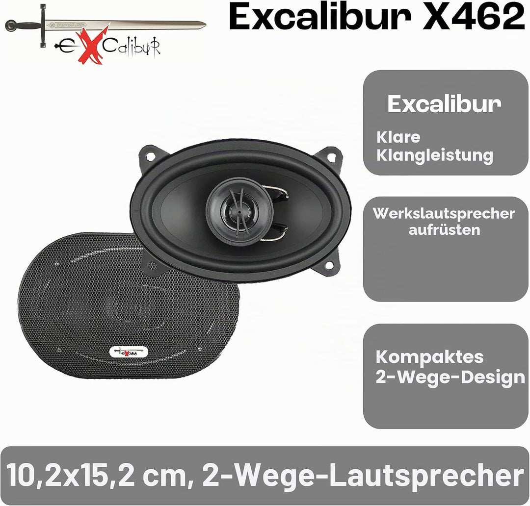 Excalibur X 462 4x6 Zoll 2-Wege Koaxial Lautsprecher Auto, mit 100W RMS Leistung, Set mit 2 Stück, i