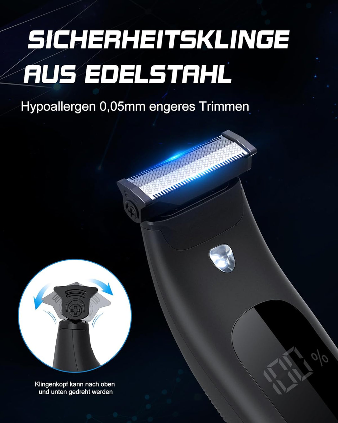 Intimrasierer Mann Rasierer Herren Elektrisch,Wasserdicht Körperrasierer mit LED Licht,Intimbereich