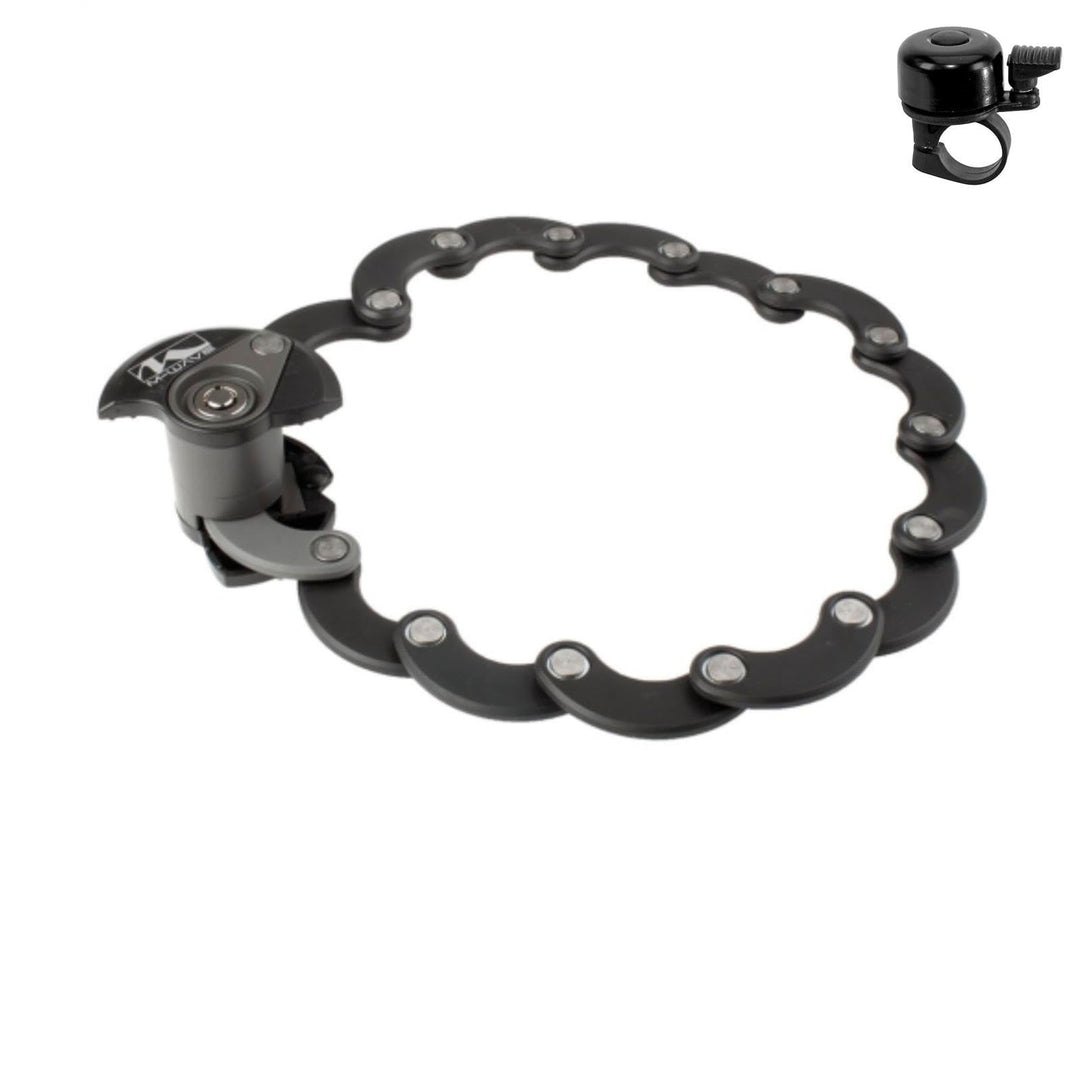 M-Wave F600D Fahrrad Falt-Disc-Schloss Schloss mit Clip-on Halter inkl. Fahrradklingel
