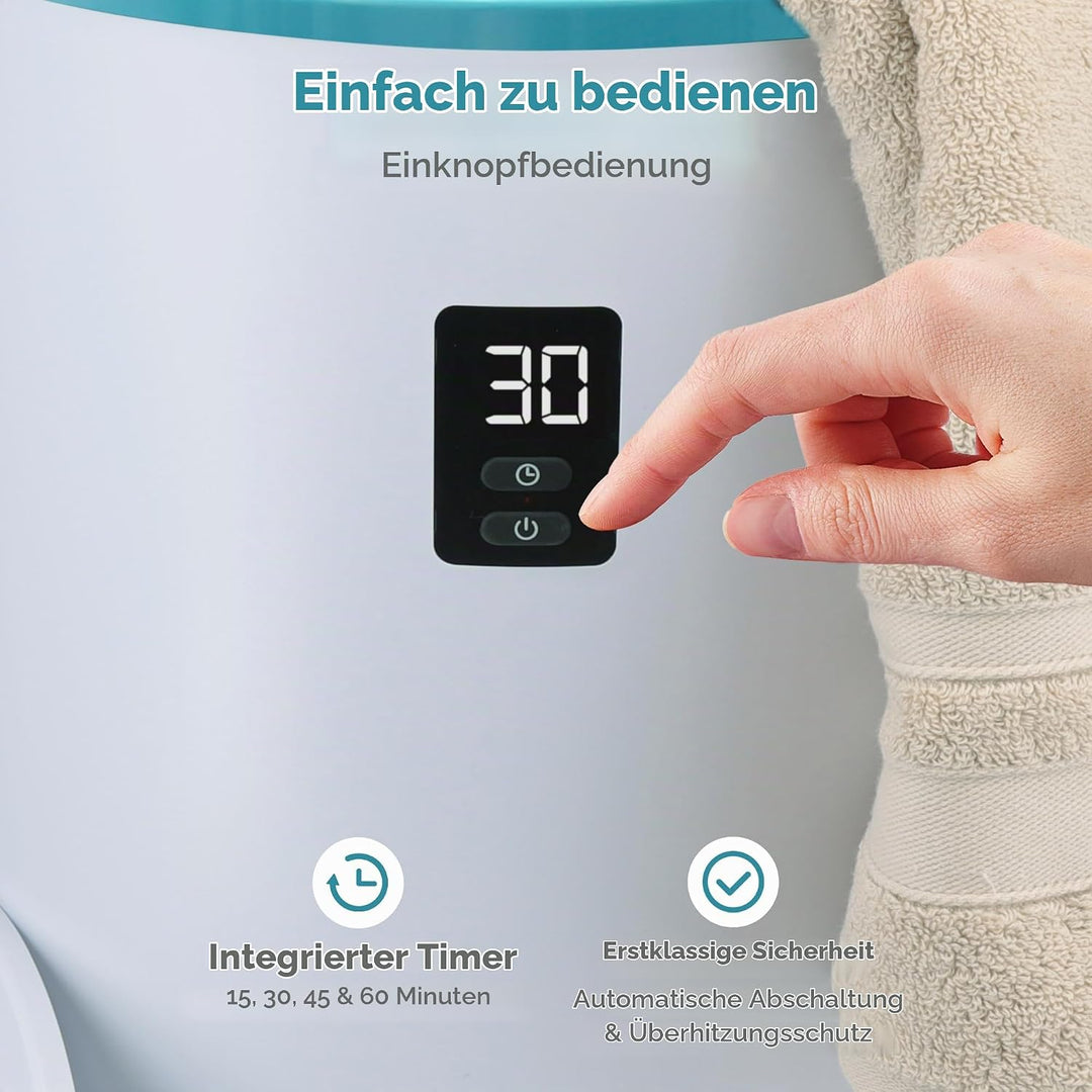SereneLife Handtuchhalter Stehend Blau – Elektrischer Handtuchwärmer für 2 Handtücher Energiesparend