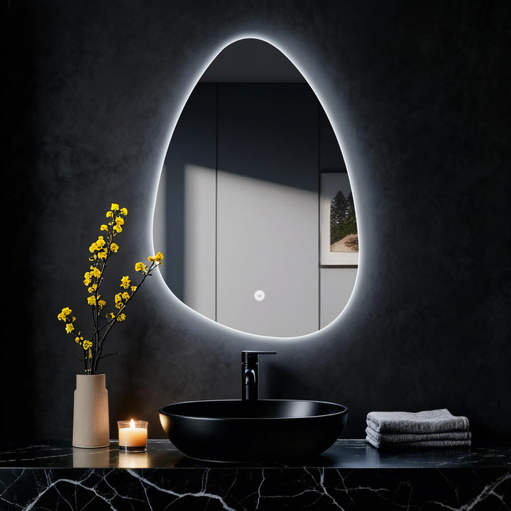 Rund Badezimmer Wandspiegel, Badspiegel Mit Beleuchtung, Spiegel mit LED Licht, Touch Schalter und 3