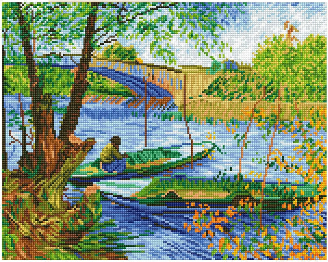 Diamond Dotz DD9-036 Angeln im Frühling (Van Gogh), ca. 50 x 40 cm gross, Diamond Painting, Malen mi