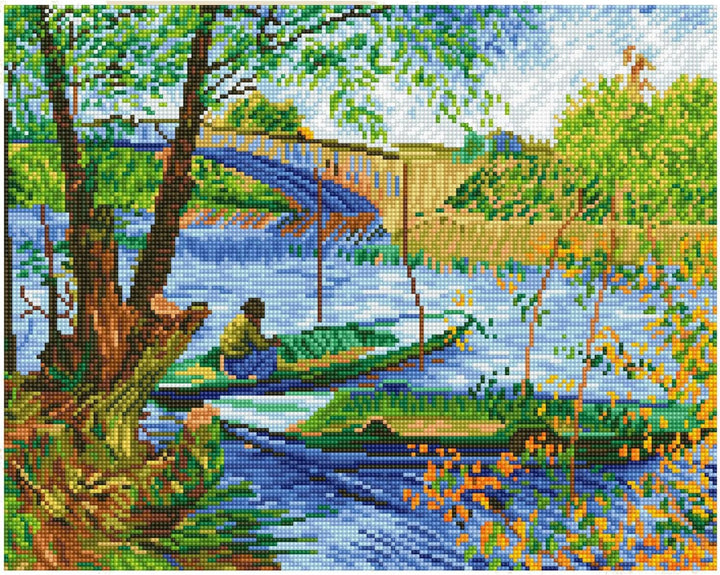Diamond Dotz DD9-036 Angeln im Frühling (Van Gogh), ca. 50 x 40 cm gross, Diamond Painting, Malen mi