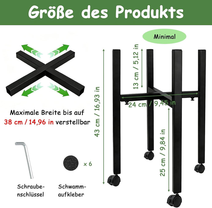 Metall Pflanzenregal Blumenhocker, Verstellbarer Pflanzenständer, Blumenständer Metall Schwarz, Blum