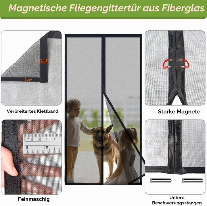 Risareyi Fliegengitter Balkontür Magnet aus Fiberglas 160x220cm, Schwarz