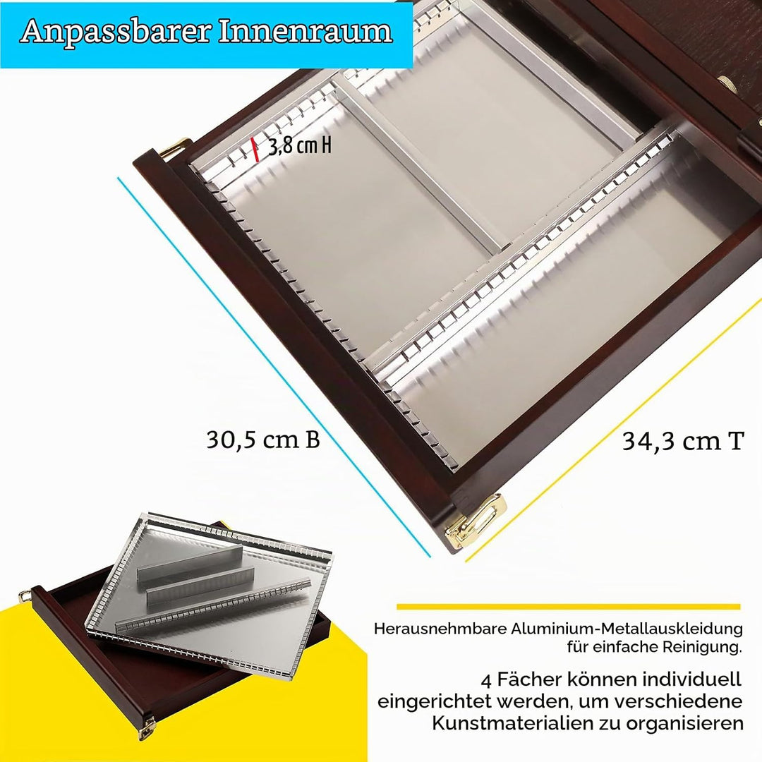 MEEDEN Studio Sketchbox Tisch Staffelei mit Metallfutter Schublade - Verstellbare Buchenholz Künstle