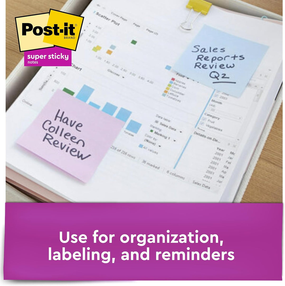 Post-it Super Sticky Recycled Notes, 5 Pastellfarben, Sticks and Resticks, 7,6 x 7,6 cm Wanderlust,