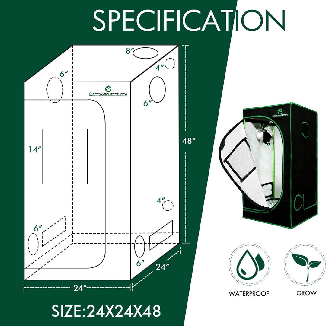 GA 60x60x120 cm Wachstumszelt Reflektierendes Mylar Hydroponic-Wachstumszelt mit Beobachtungsfenster