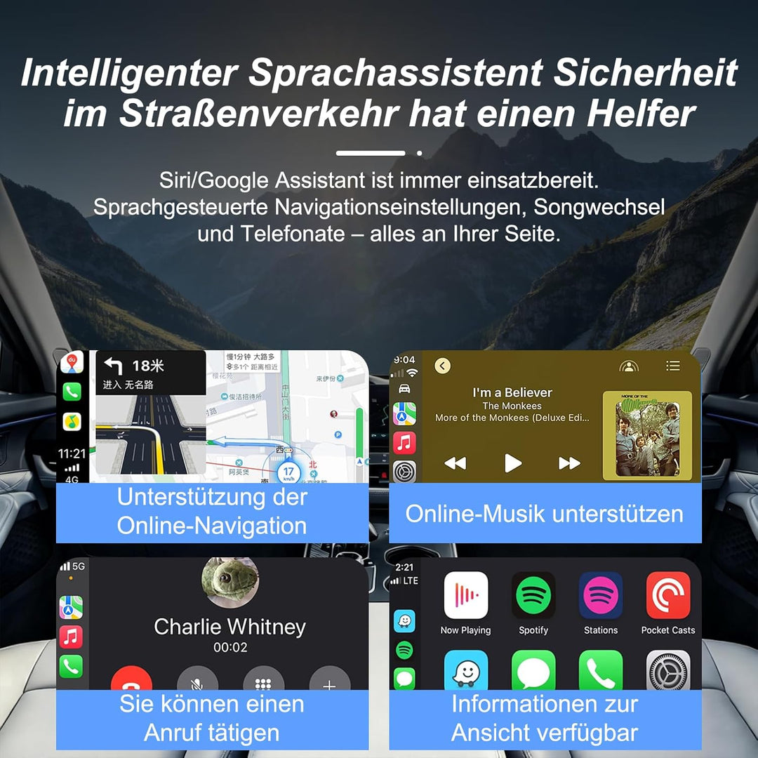 carplay Wireless Adapter, Android Auto Wireless Adapter für iPhone ios 10+ und Android 11+ System, S