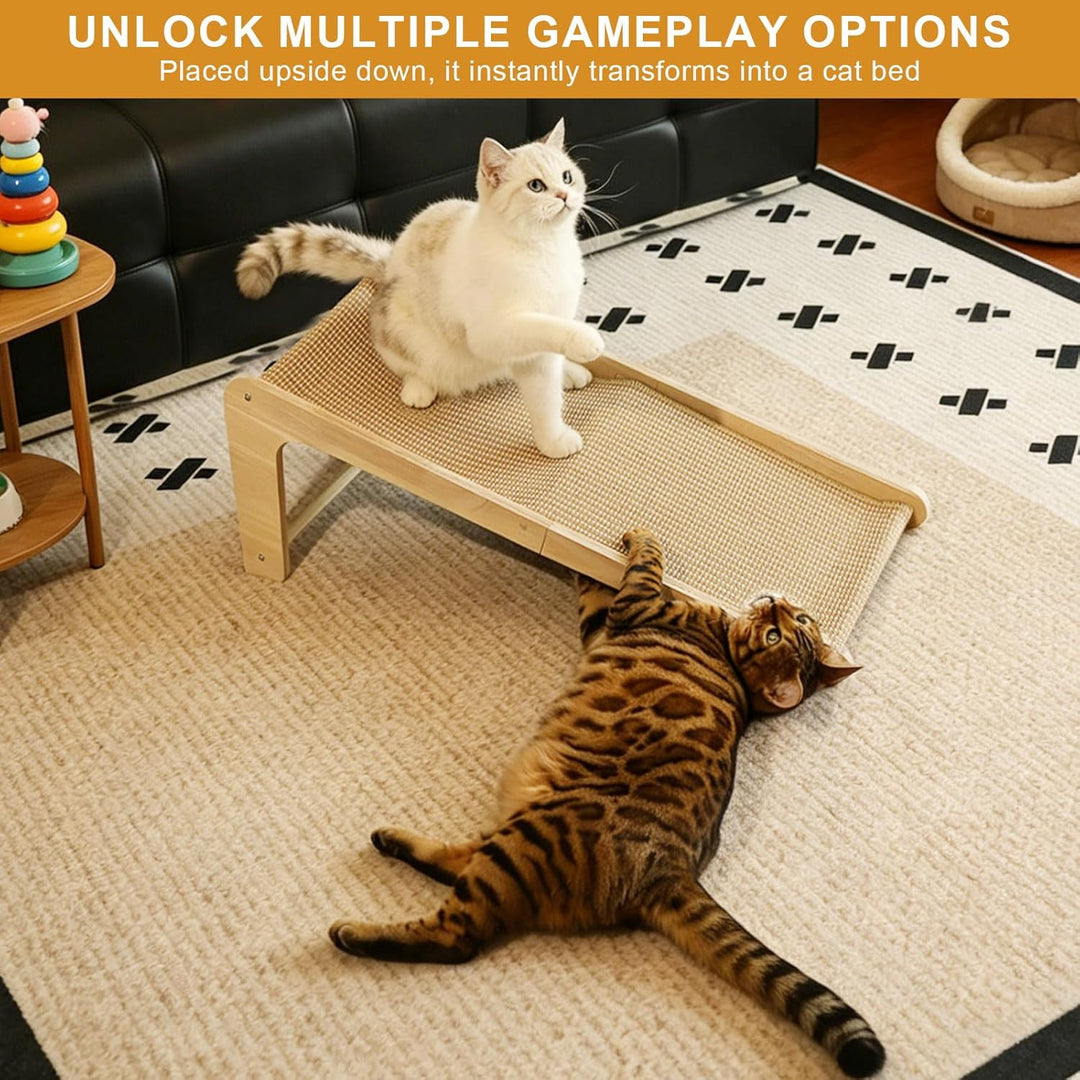 Kratzbretter Katze Kratzsäule – 68 cm H Dual-Use Katzen Kratzbrett - L-förmige Massivholz &amp; Sisal fü
