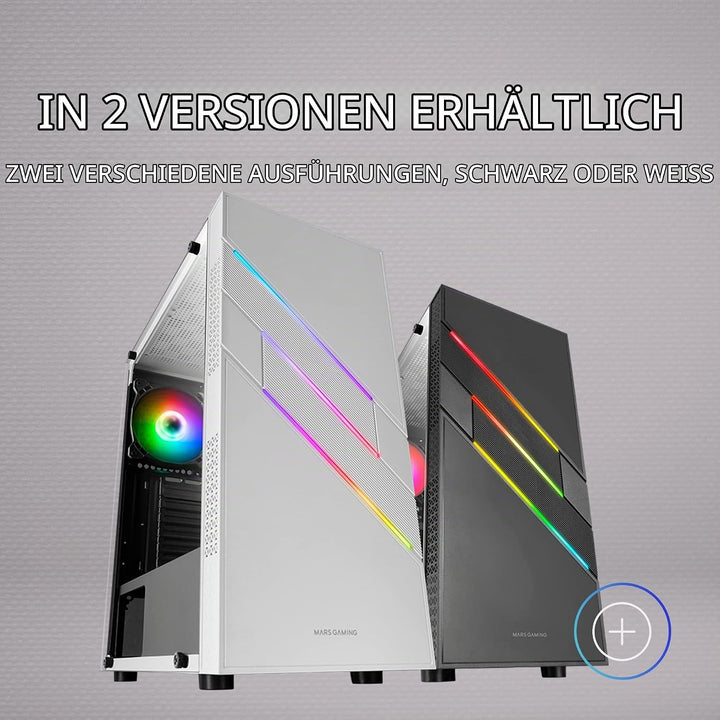 Mars Gaming MC-U3 Weiss, PC ATX XL Gehäuse, Front Triple ARGB, 12cm Lüfter, Gehärtetes Glasfenster,