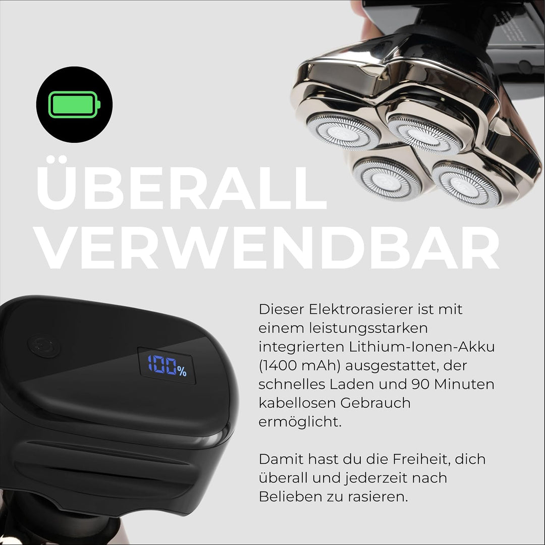 Skull Shaver Pitbull Gold Pro - Kopf- und Gesichtsrasierer - Kabellos, Nass- & Trockenrasur, Wasserf