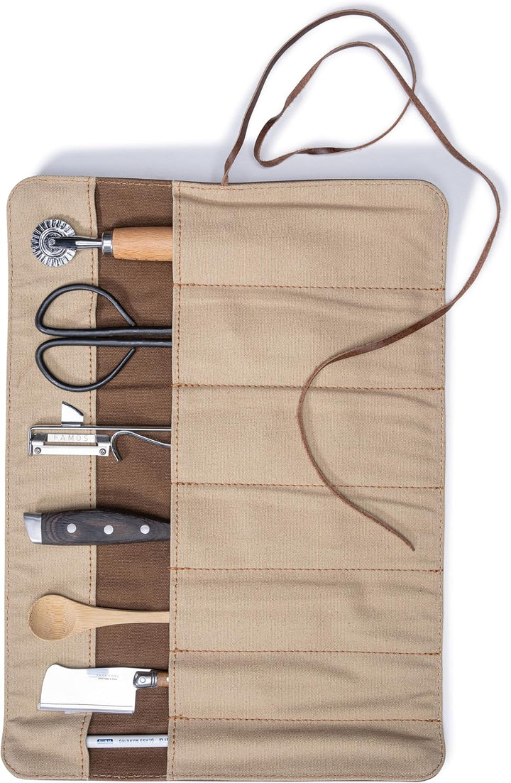 Angus Stoke Messertasche Leder – 7-Fach-Premium Büffelleder Kochmesserrolle – Messer Tasche - Kochta