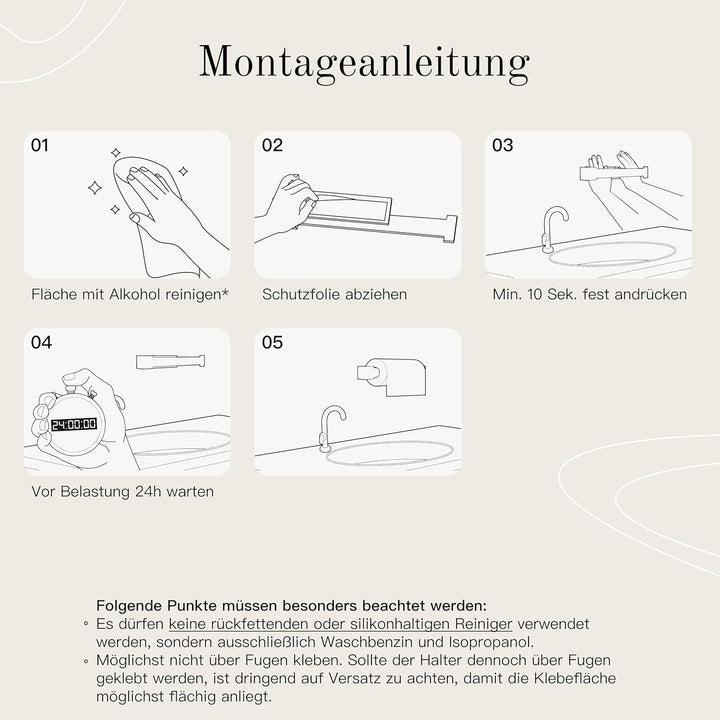 Designfabrik Hamburg Küchenrollenhalter ohne Bohren | Papierrollenhalter Wand | Rollenhalter selbstk