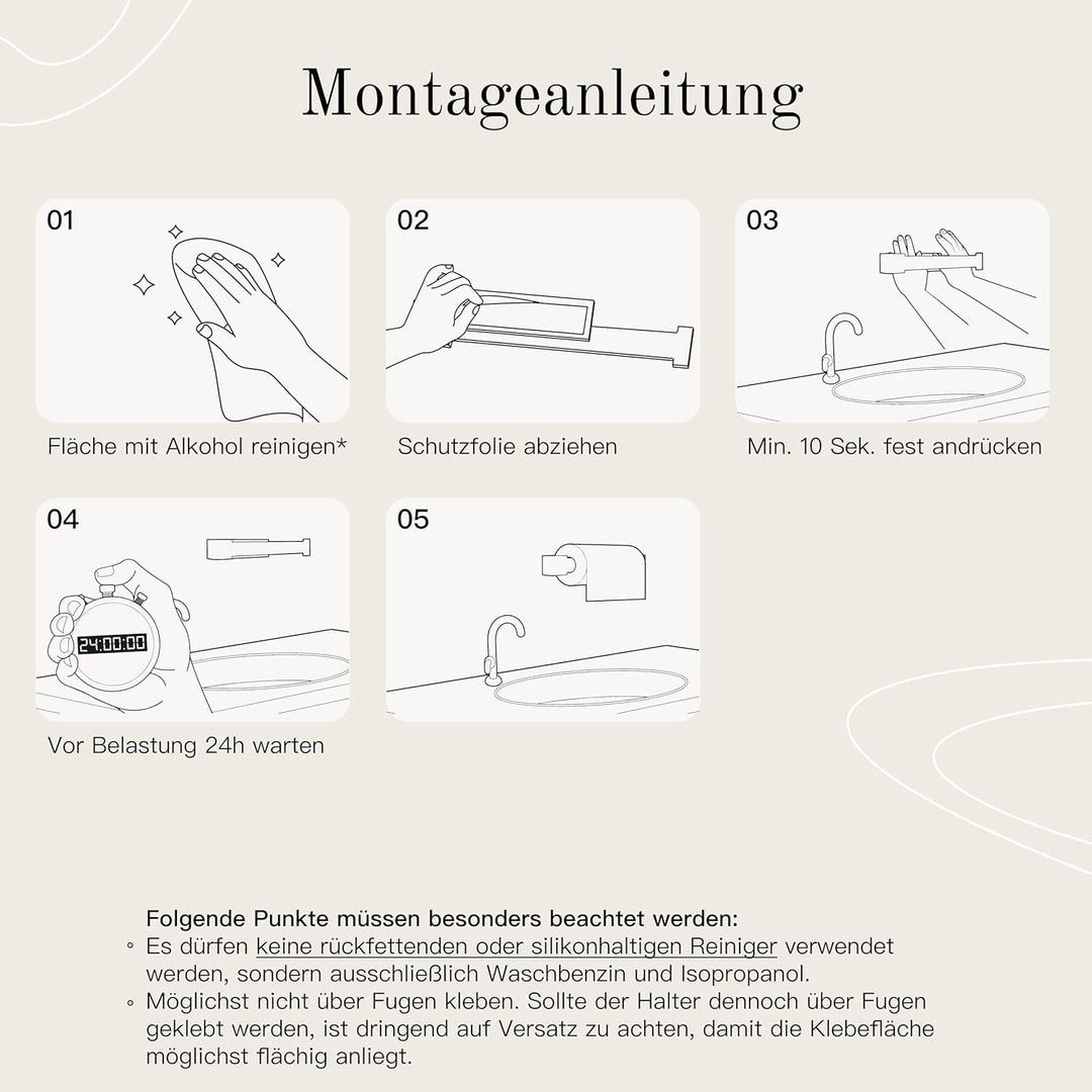 Designfabrik Hamburg Küchenrollenhalter ohne Bohren | Papierrollenhalter Wand | Rollenhalter selbstk