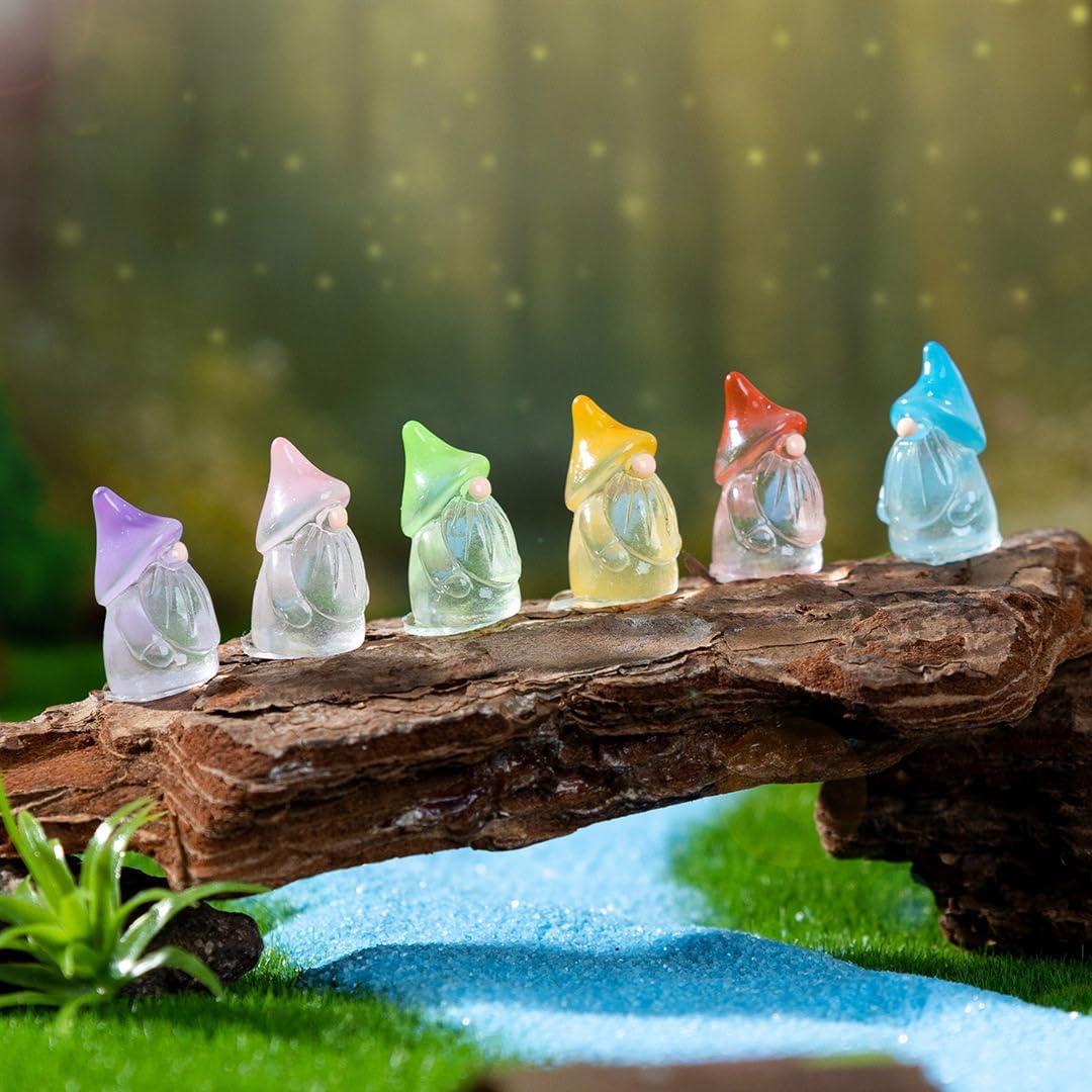 Supvox 60 Stück Nachtleuchtende Mini Gartenzwerge - Ostern Deko Figuren aus Harz - Fluoreszierende M